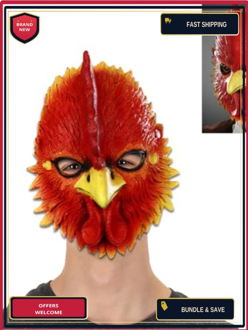 Cosplay Chicken Rooster Beak Mask Full Face Halloween Costume Prop